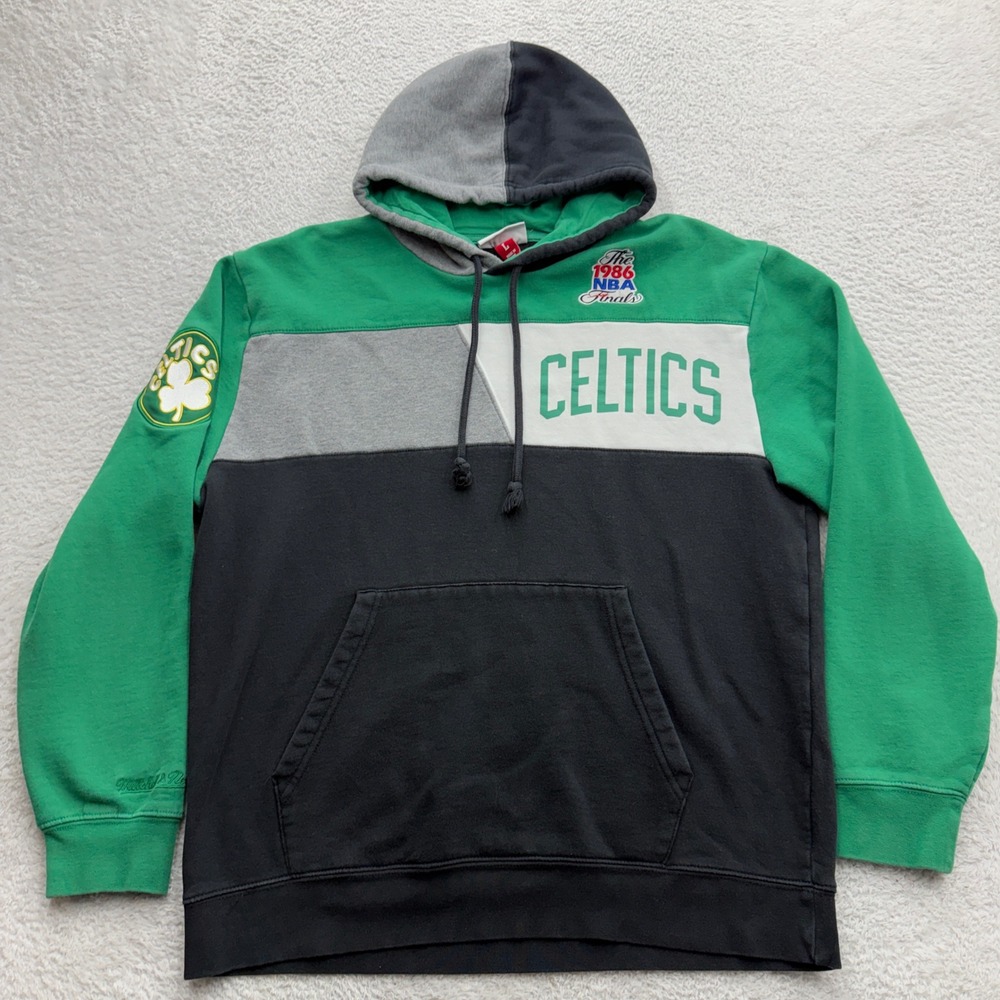 Mitchell & Ness Mens Boston Celtics 1986 NBA Finals Hoodie Green Black Large
